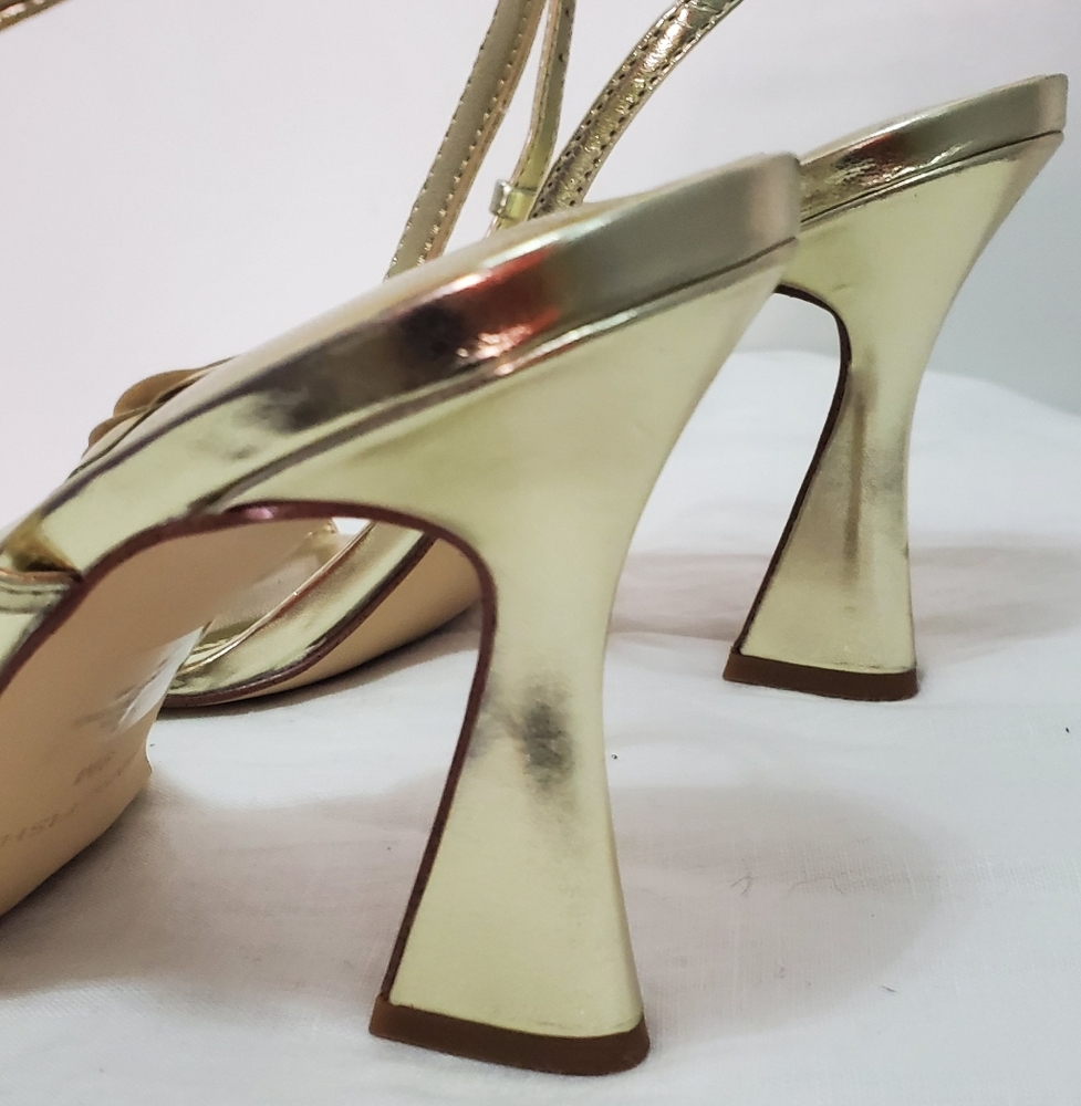 Marc Fisher Gold Floral Heeled Sandals - Picture 6 of 9